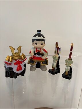 Precious Moments Black, Red, Gold Samurai Boy Figurine Set